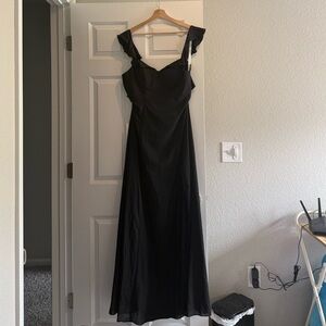 Azazie Black Ruffle Strap Bridesmaid Dress